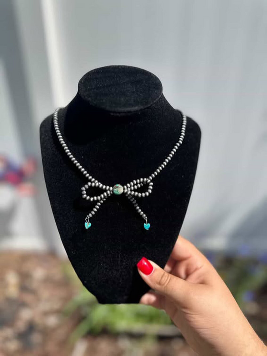 Turquoise Bow Necklace